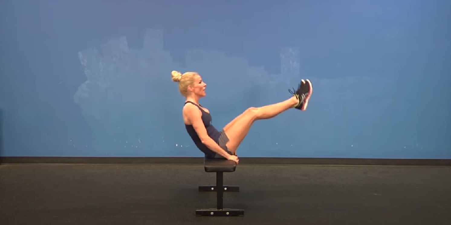 Bench Jumps and V Ups – Custom Cardio and Core Training